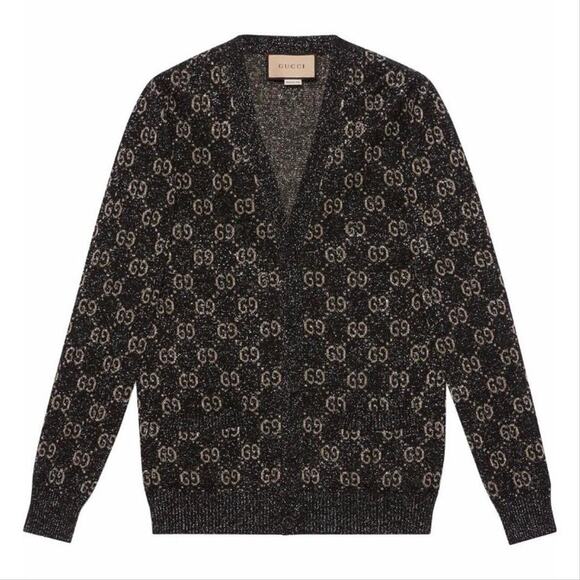 GUCCI GG logo metallic sweater cardigan - Picture 1 of 4